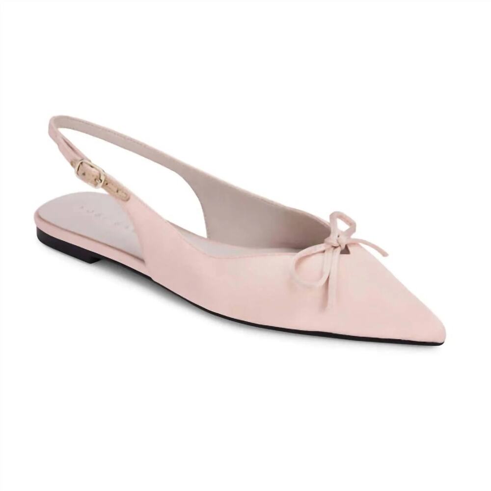 YOSI SAMRA Belle Slingback Ballet Flats Pink Champagne Satin Women's 8 New